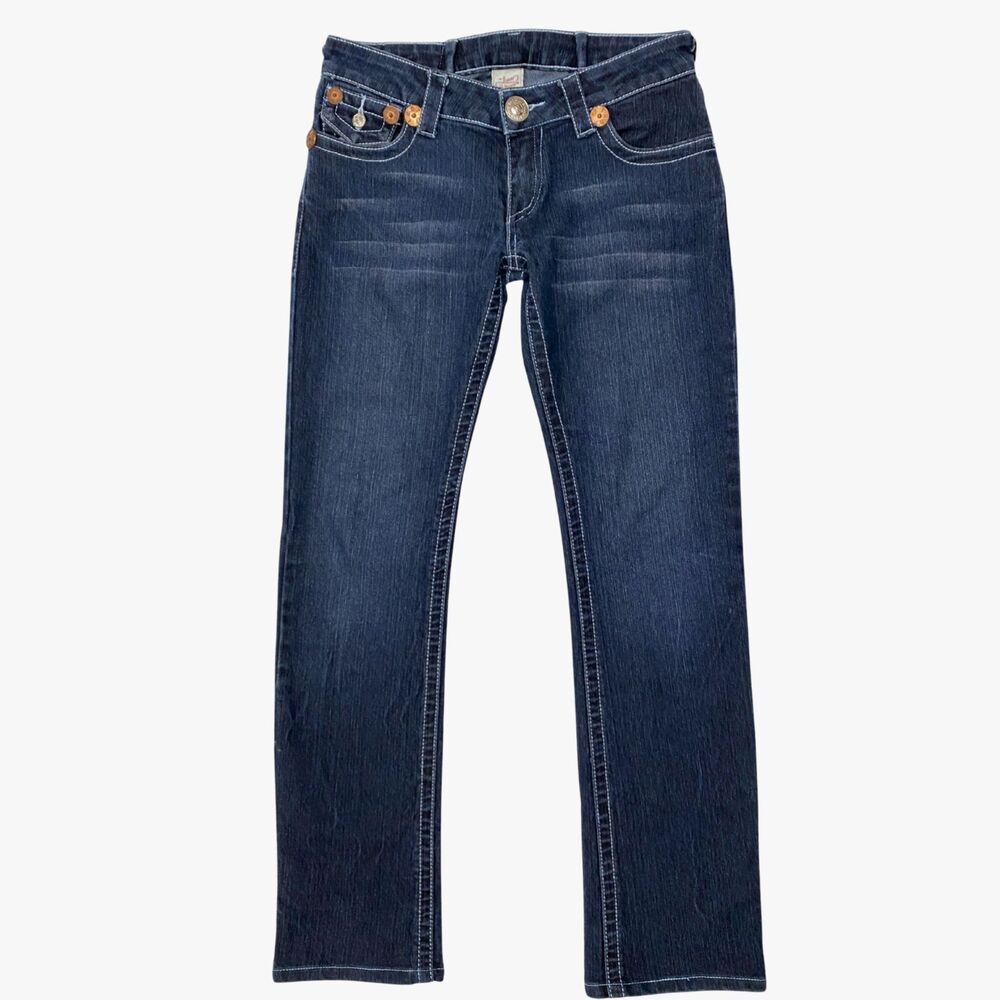 True Religion Joey Super T Jeans Dark Wash Straight USA Woman Sz 28 MODIFIED